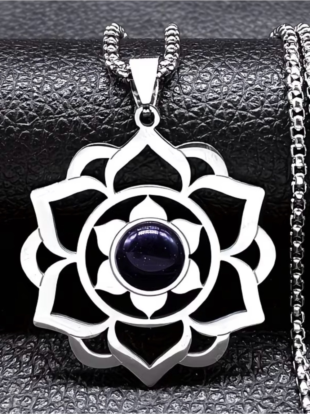 stainless steel yoga lotus healing chakra necklace NEW anime Jewelry Men Womens